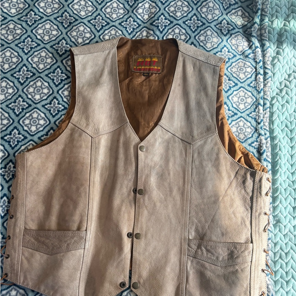 Men's tan Leather Vest